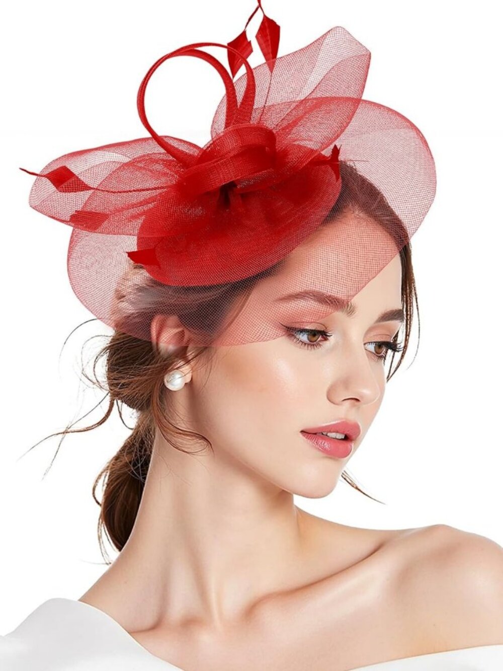 Elegant Women's Fascinator Hat with Flowers & Feathers for Derby, Weddings, Tea